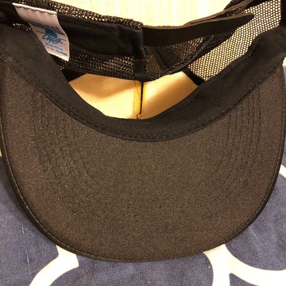 Vintage Stanley Tools Snapback Mesh Foam Trucker Black Yellow Hat - Picture 7 of 9